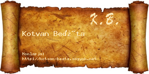 Kotvan Beáta névjegykártya