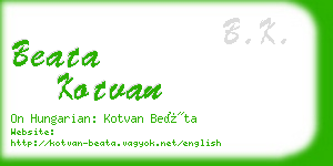 beata kotvan business card